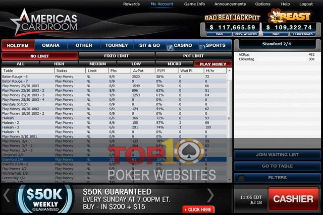screenshot ACR Poker