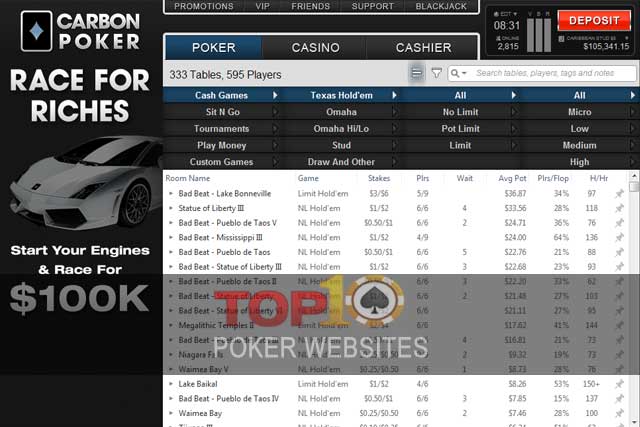 screenshot Carbon Poker